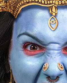 hindu, medusa archetype, dreadlocks, blue skin